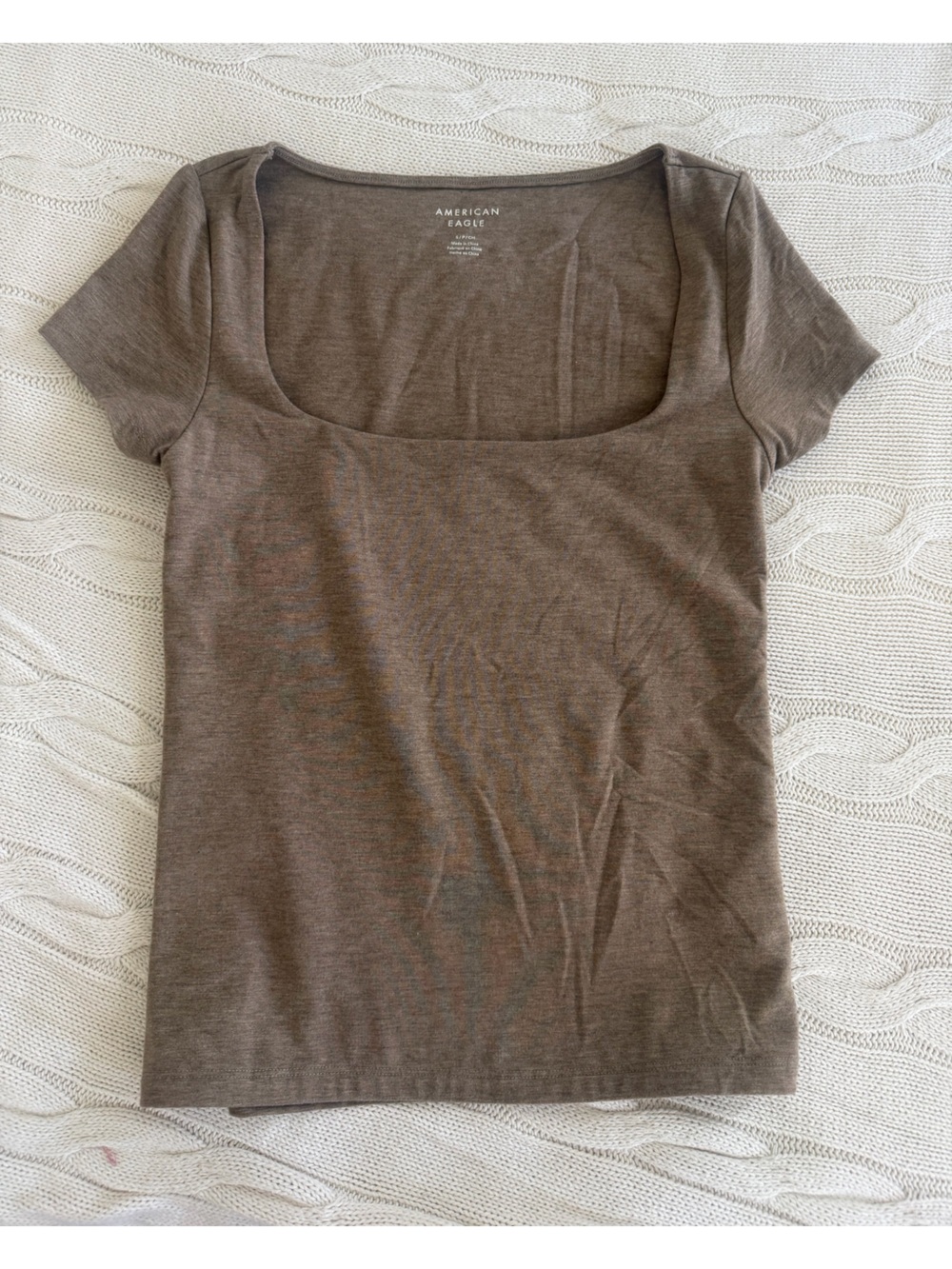 American Eagle Outfitters Brown Scoop Neck Short Sleeve Top